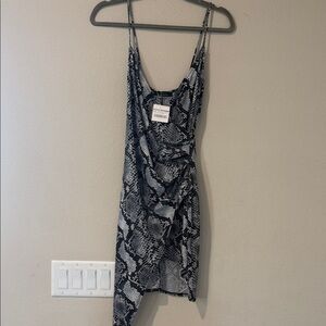 Elegant Asymmetrical Snake Print Dress